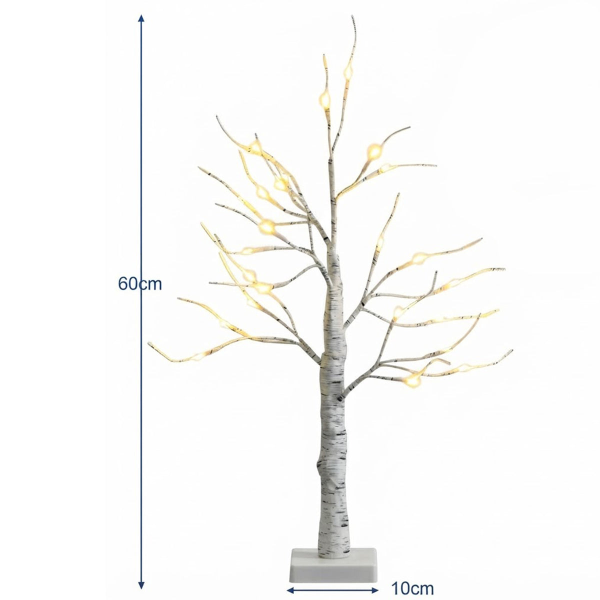 2 Pack Lighted Tabletop Twig Birch Tree 60cm 24 Warm White LED Battery Powered