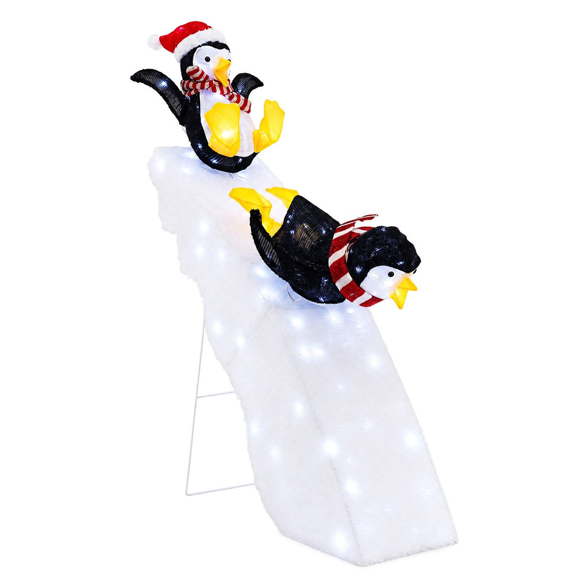 Pre-Lit Christmas Penguin Ice Skating Slide Decor 120cm 130 Cool White LED Yard