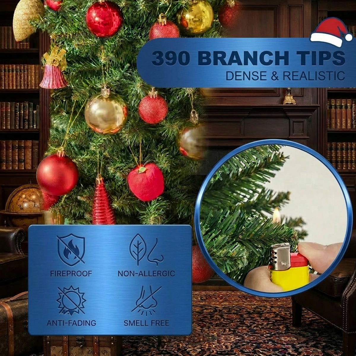 Artificial Christmas Tree with LED Lights Xmas Home Party Decoration