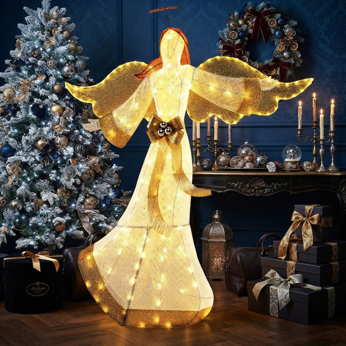Pre-Lit Christmas Angel 160cm 180 Warm White LED Halo Wings Indoor Outdoor