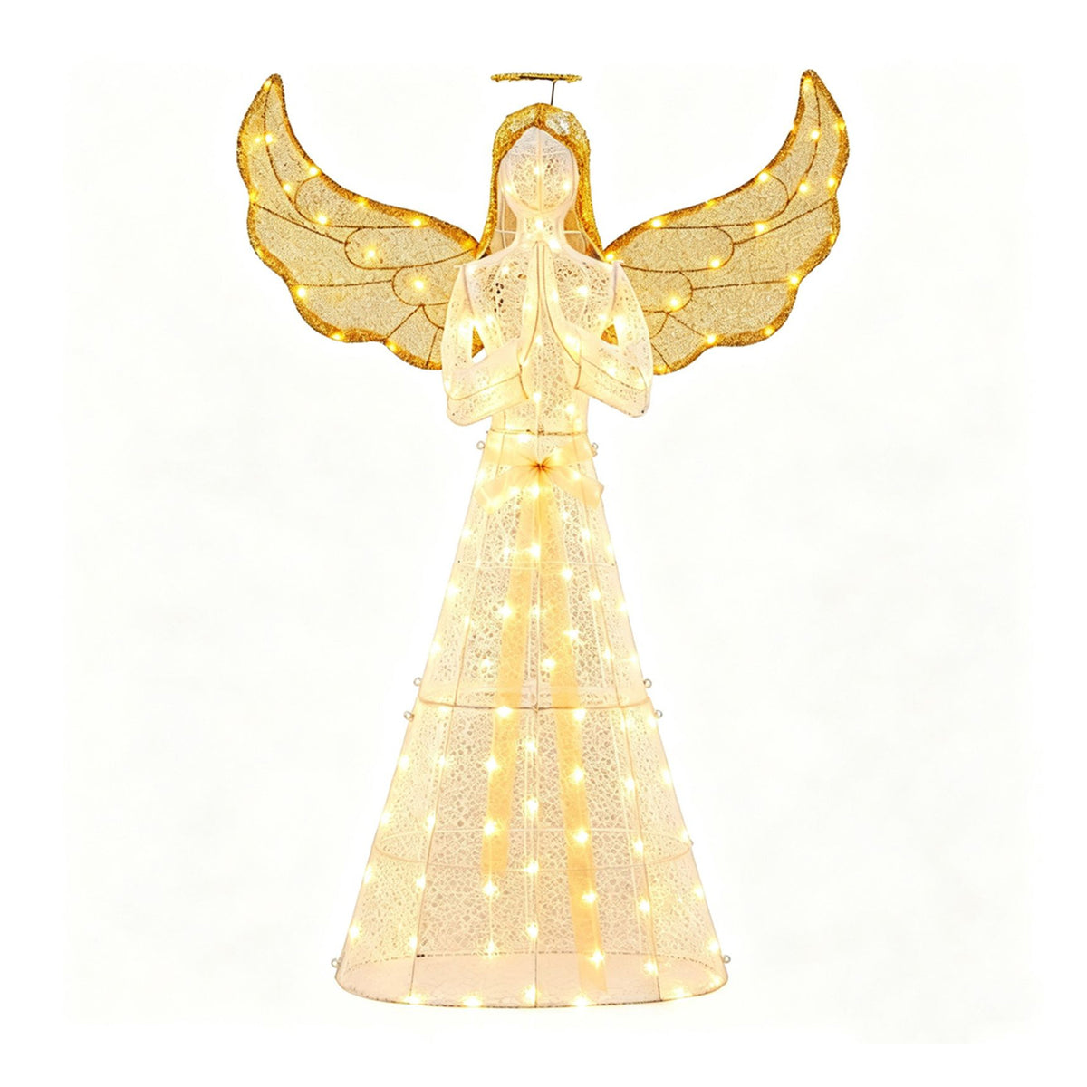 Pre-Lit Christmas Angel 155cm 150 LED Lights Halo Wings Indoor Outdoor Decor
