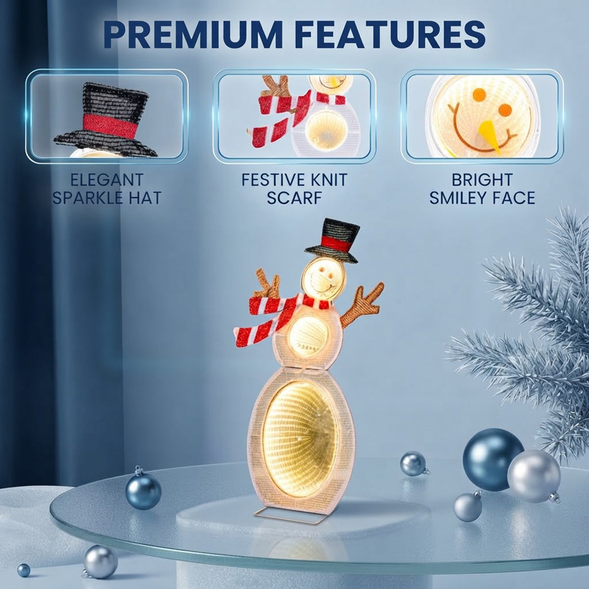 Pre-Lit Christmas Snowman 79cm 105 LED Lights Indoor Outdoor Weatherproof Decor