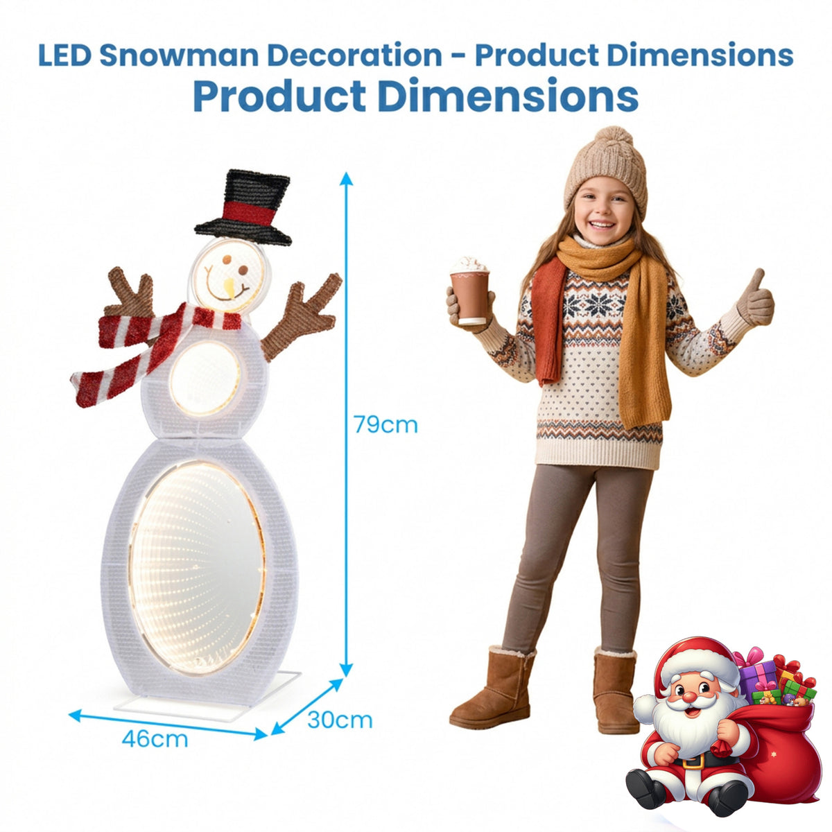 Pre-Lit Christmas Snowman 79cm 105 LED Lights Indoor Outdoor Weatherproof Decor