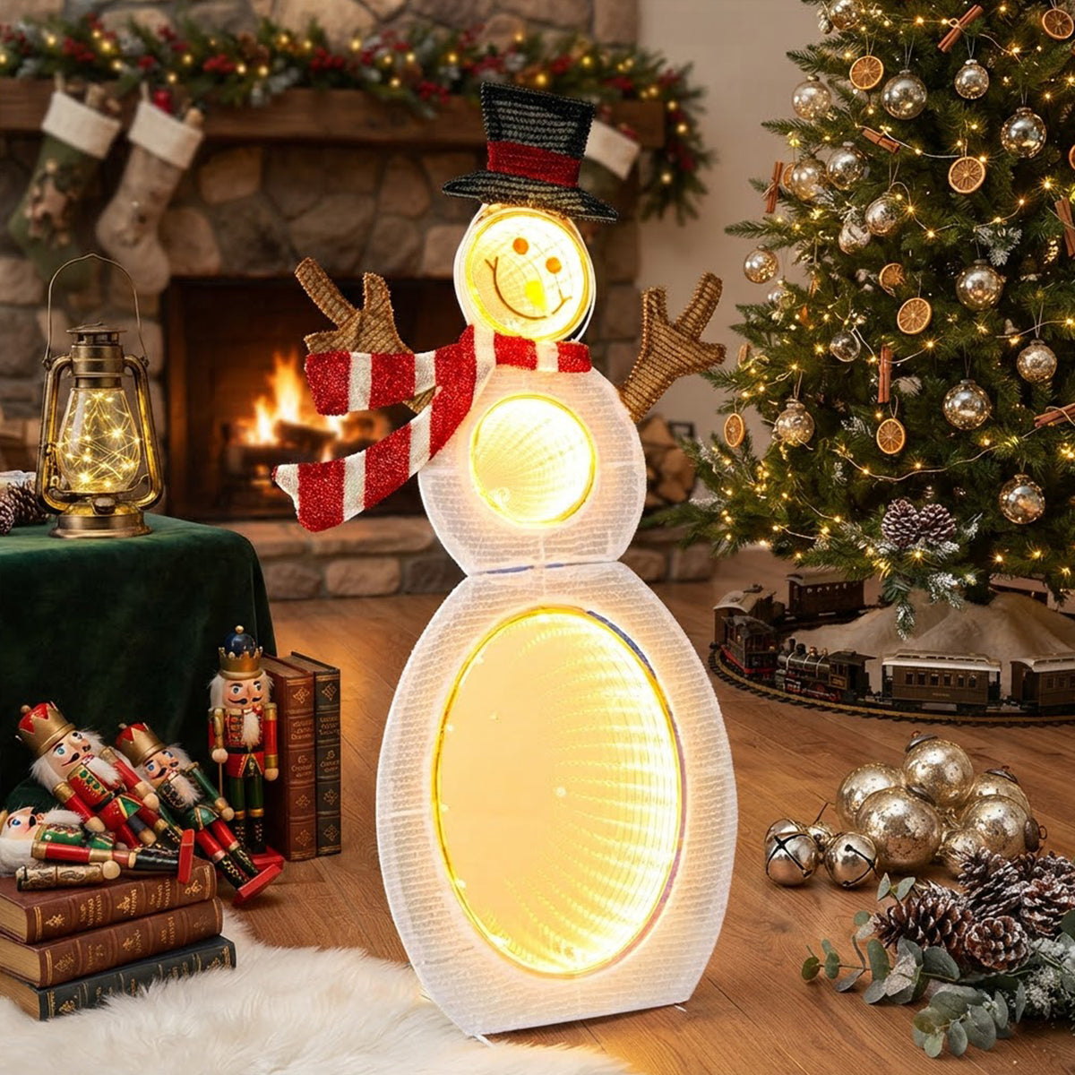 Pre-Lit Christmas Snowman 79cm 105 LED Lights Indoor Outdoor Weatherproof Decor