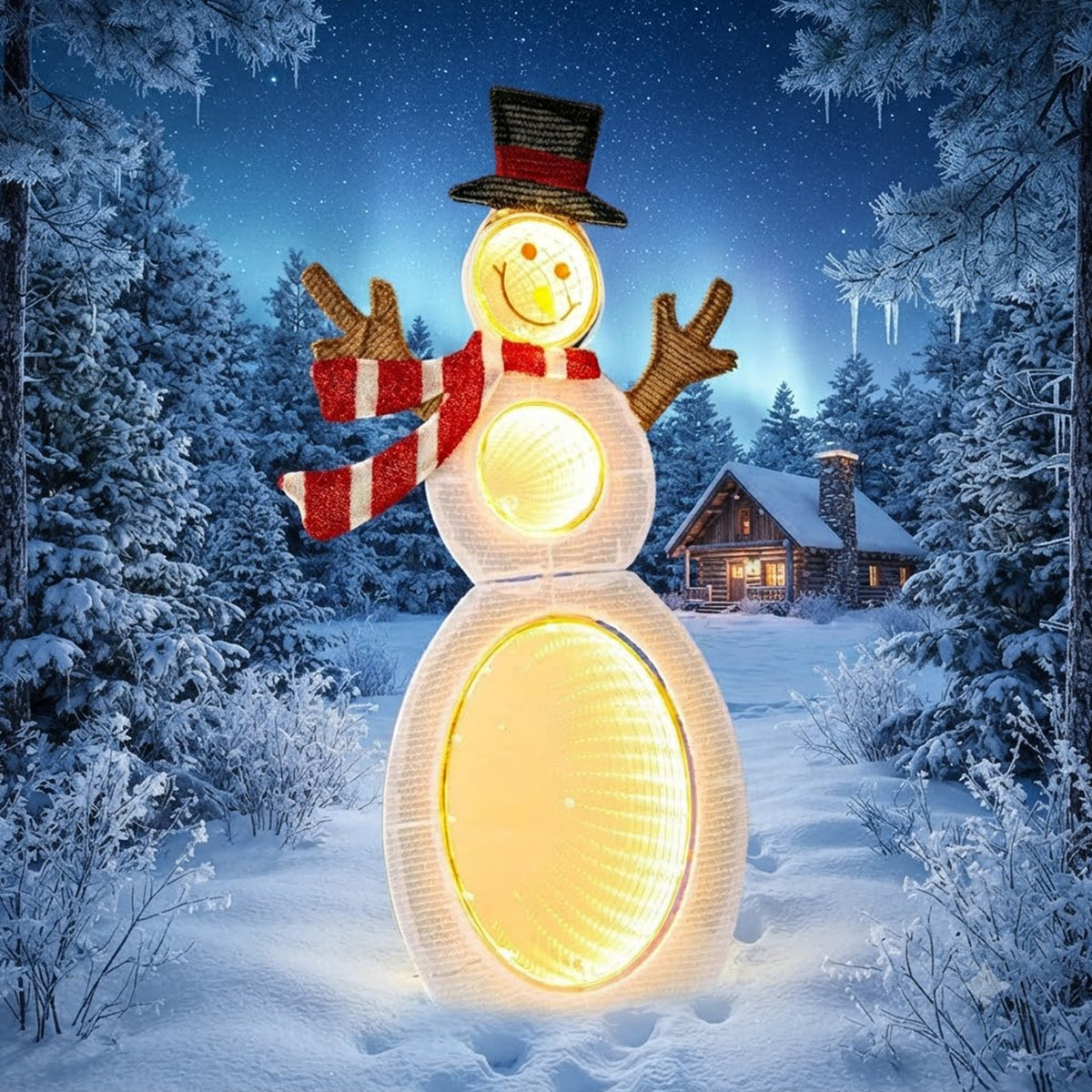 Pre-Lit Christmas Snowman 79cm 105 LED Lights Indoor Outdoor Weatherproof Decor