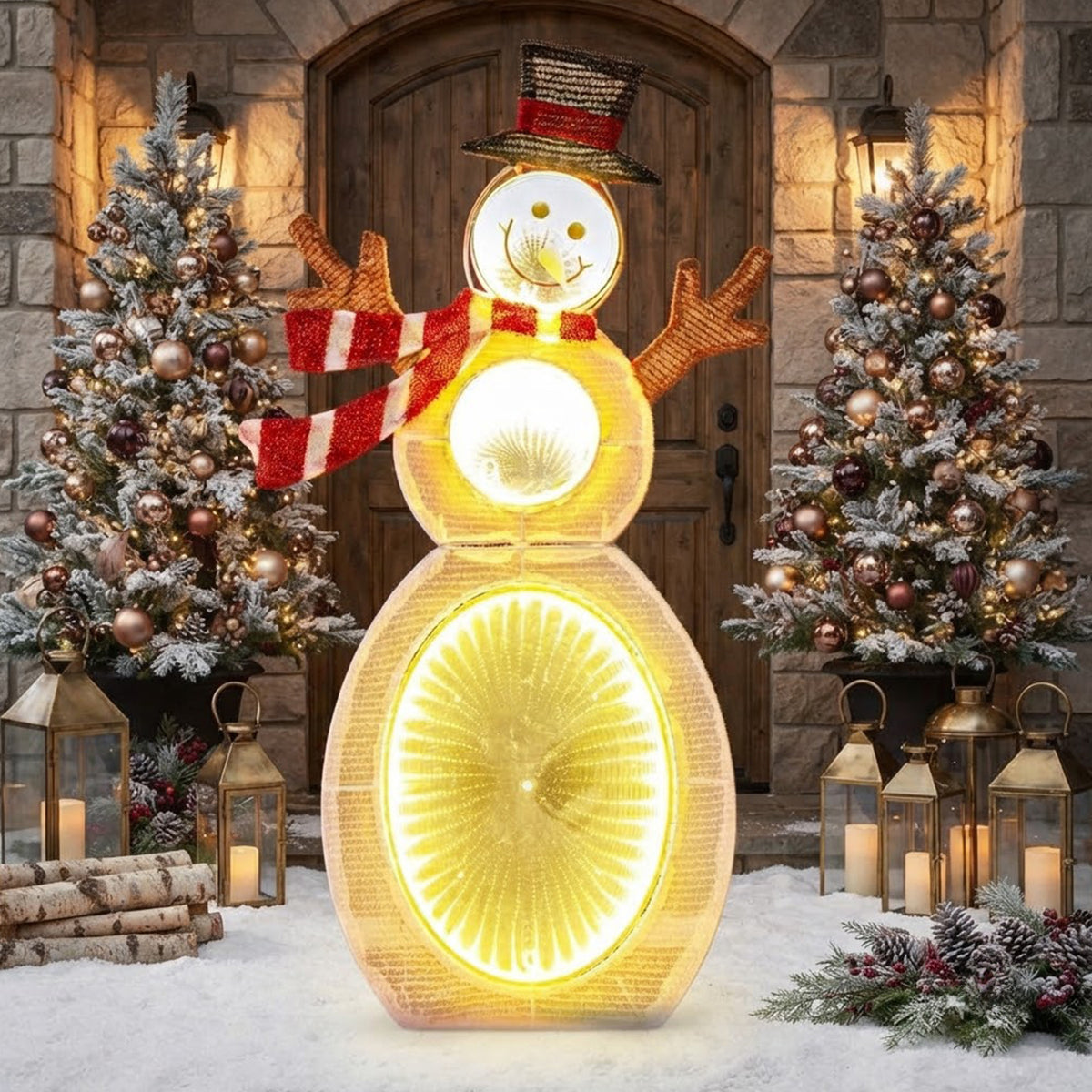 Pre-Lit Christmas Snowman 79cm 105 LED Lights Indoor Outdoor Weatherproof Decor