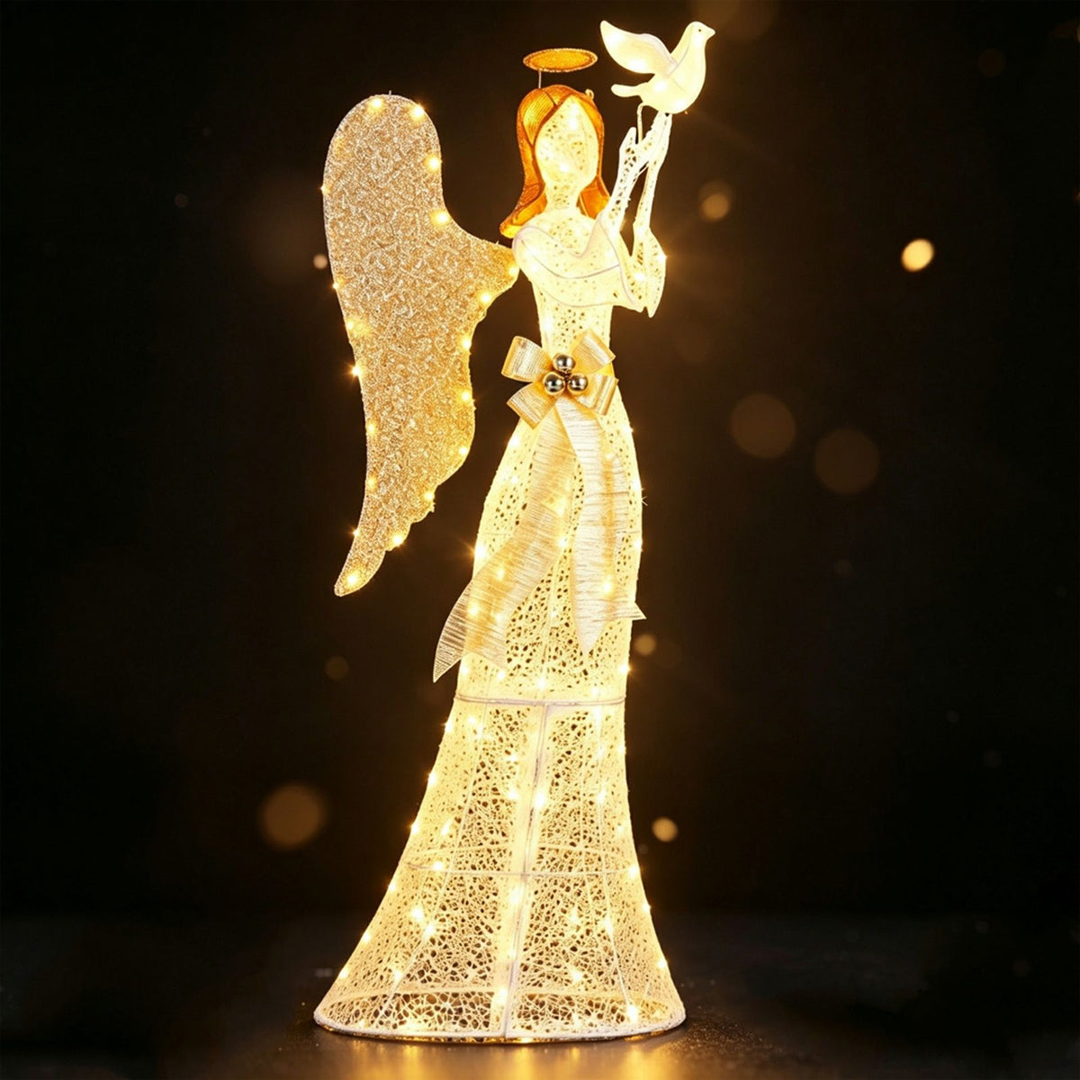 Pre-Lit 3D Angel Christmas Decoration 165cm 150 LED Lights Pigeon Indoor Outdoor