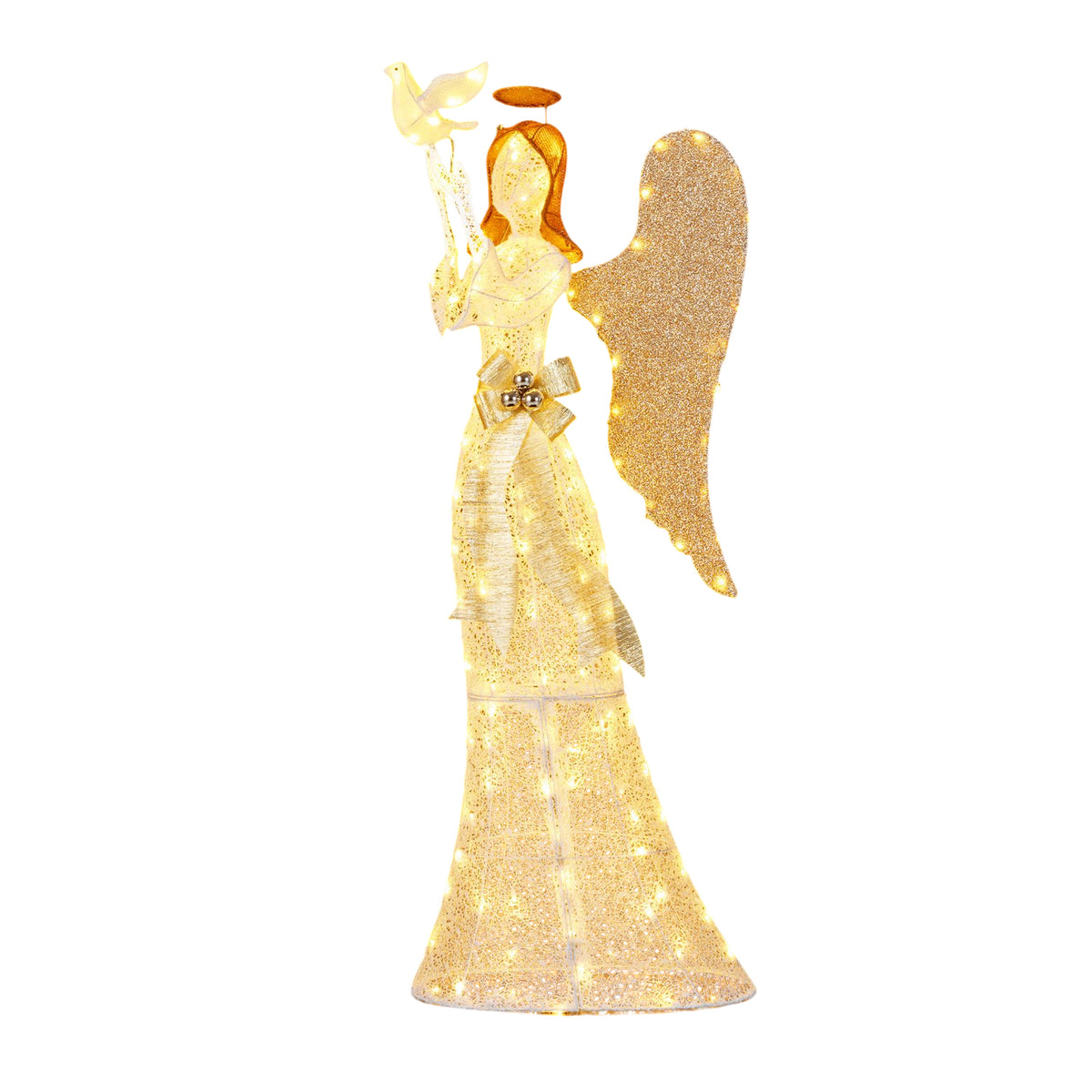 Pre-Lit 3D Angel Christmas Decoration 165cm 150 LED Lights Pigeon Indoor Outdoor