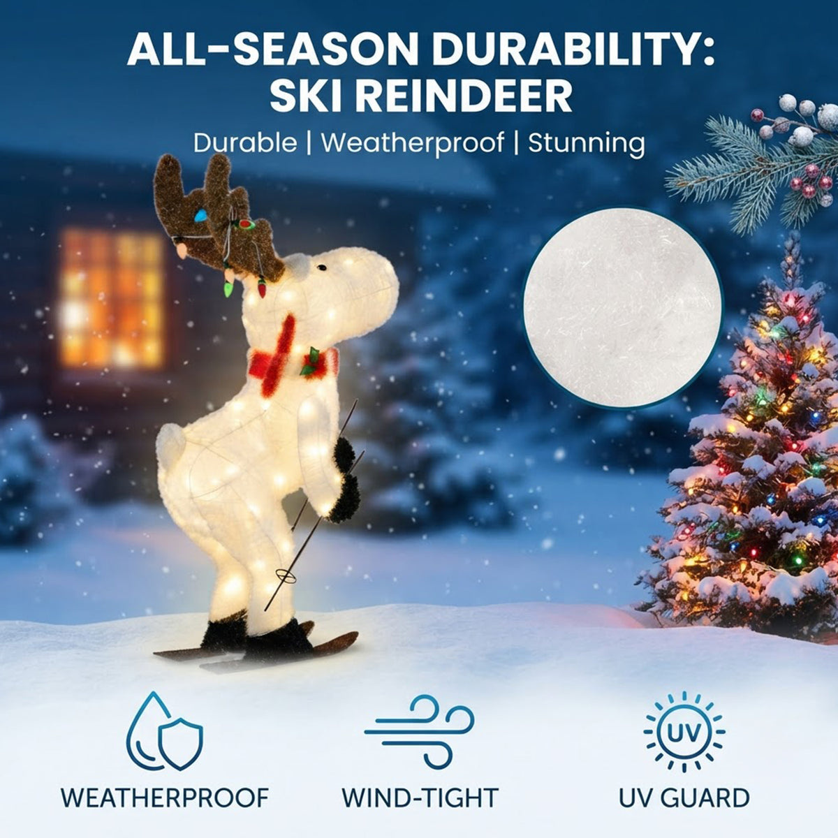 Animated Christmas Reindeer 111cm 98 Warm White LED 12 Colourful Lights Outdoor