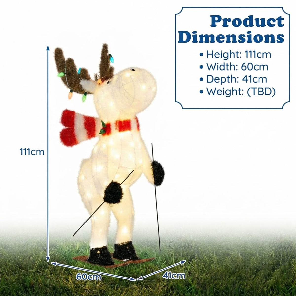 Animated Christmas Reindeer 111cm 98 Warm White LED 12 Colourful Lights Outdoor