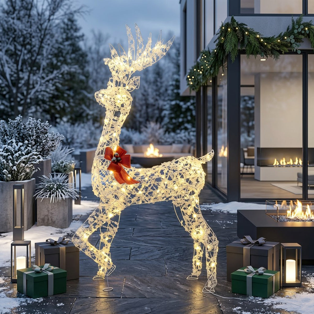 Pre-Lit 3D Christmas Reindeer 150cm 100 Warm White LED Lights Indoor Outdoor