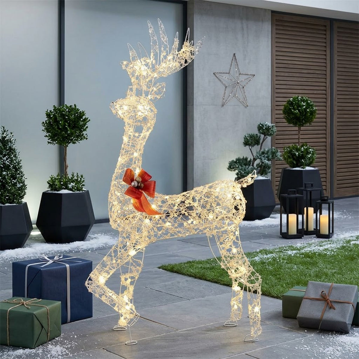 Pre-Lit 3D Christmas Reindeer 150cm 100 Warm White LED Lights Indoor Outdoor
