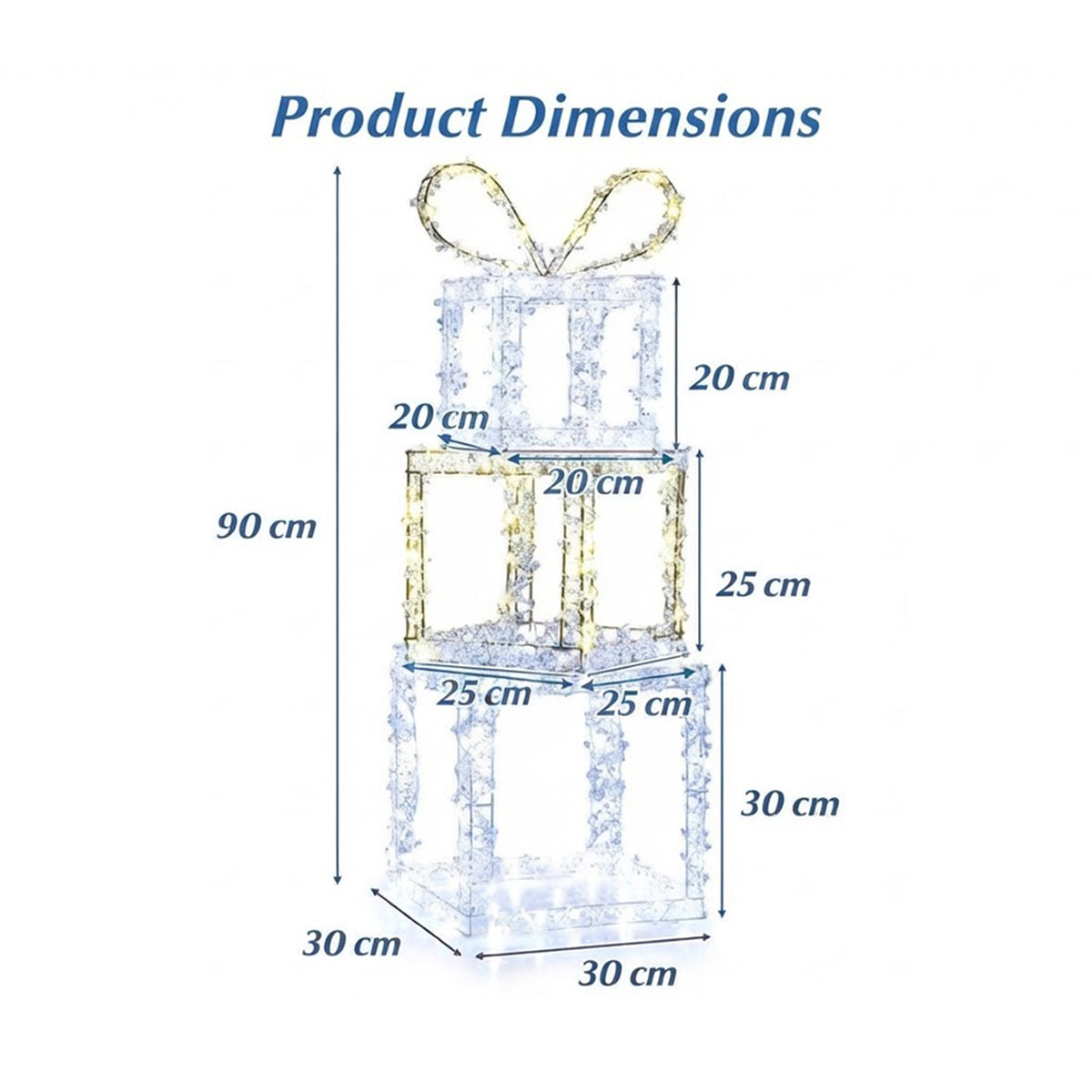 Pre-Lit Stacked Christmas Gift Boxes Warm White Cold White LED Outdoor Decor