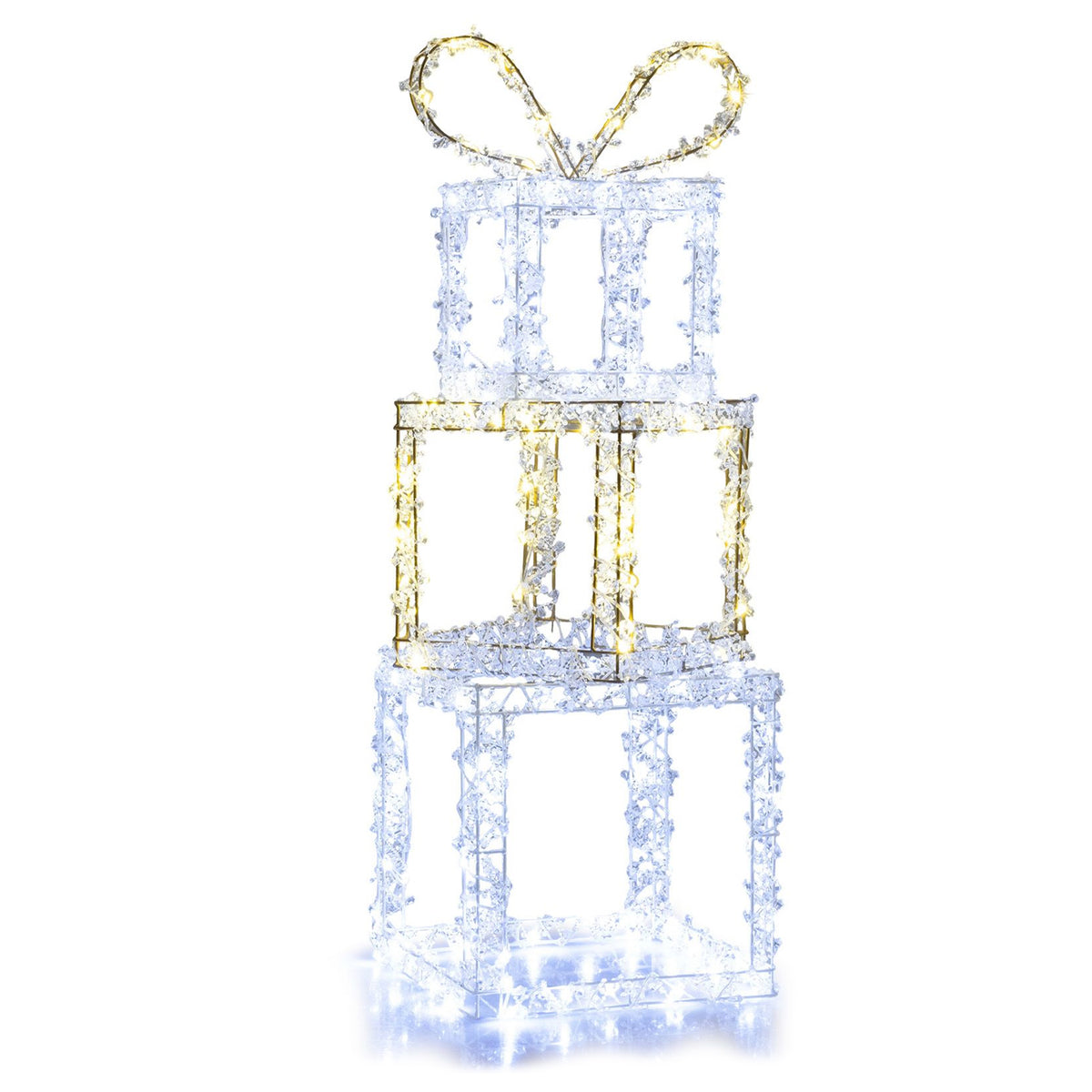 Pre-Lit Stacked Christmas Gift Boxes Warm White Cold White LED Outdoor Decor