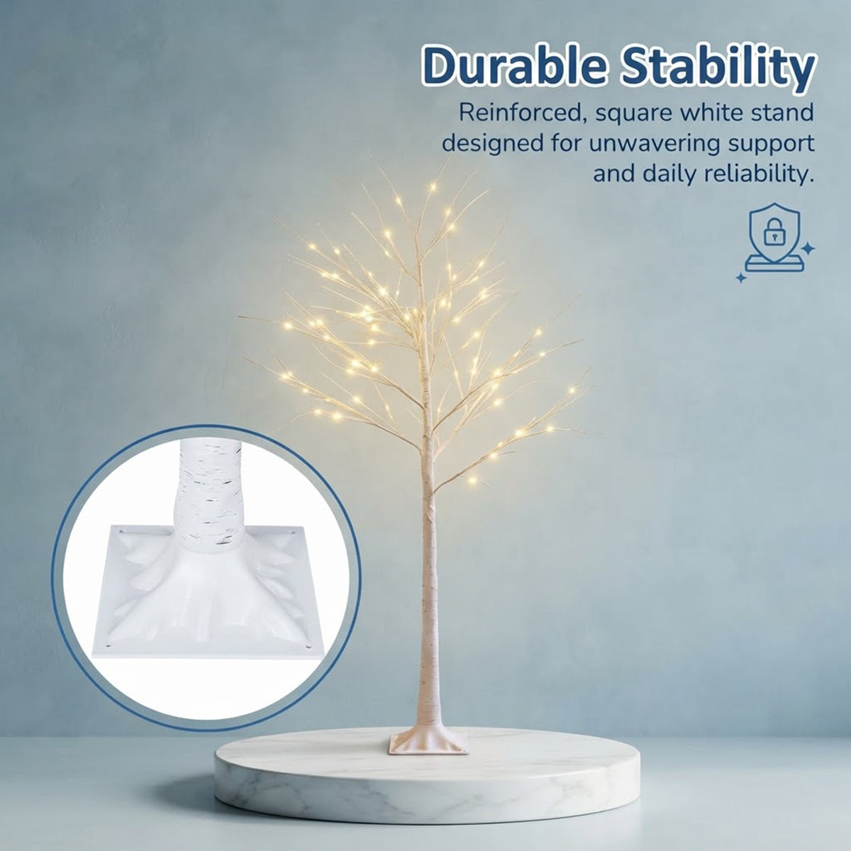 Pre-Lit Birch Christmas Tree Set of 3 1.3/1.6/1.9M 216 Warm White LED Lights