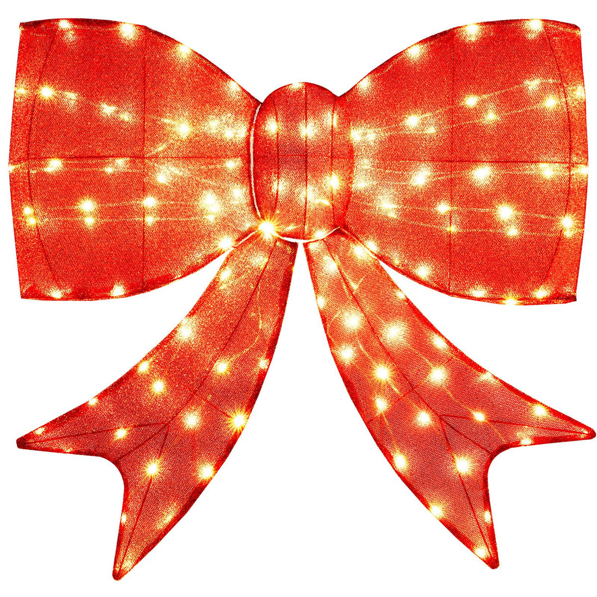 Pre-Lit Christmas Bow Decoration 93cm 150 Warm White LED Lights Outdoor Red