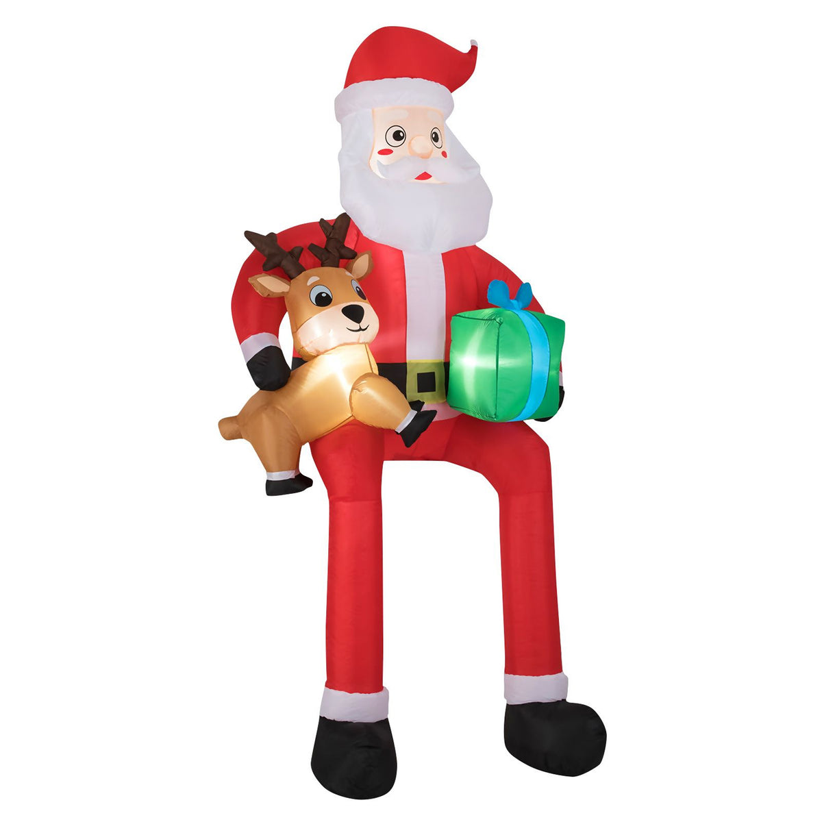 Inflatable Sitting Santa Claus Christmas Outdoor Decor Gift Box Reindeer LED