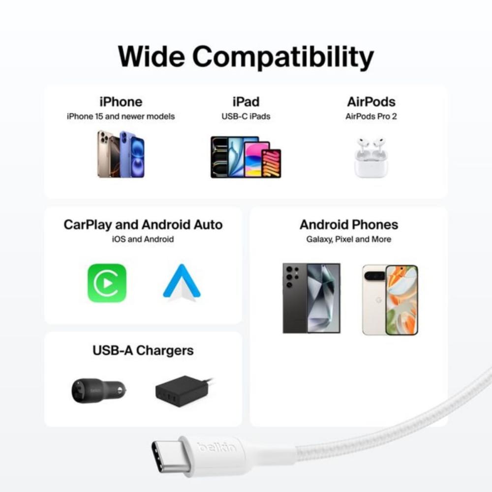 Belkin Boost Charge Pro USB-A to C - Braided Cable - 1m