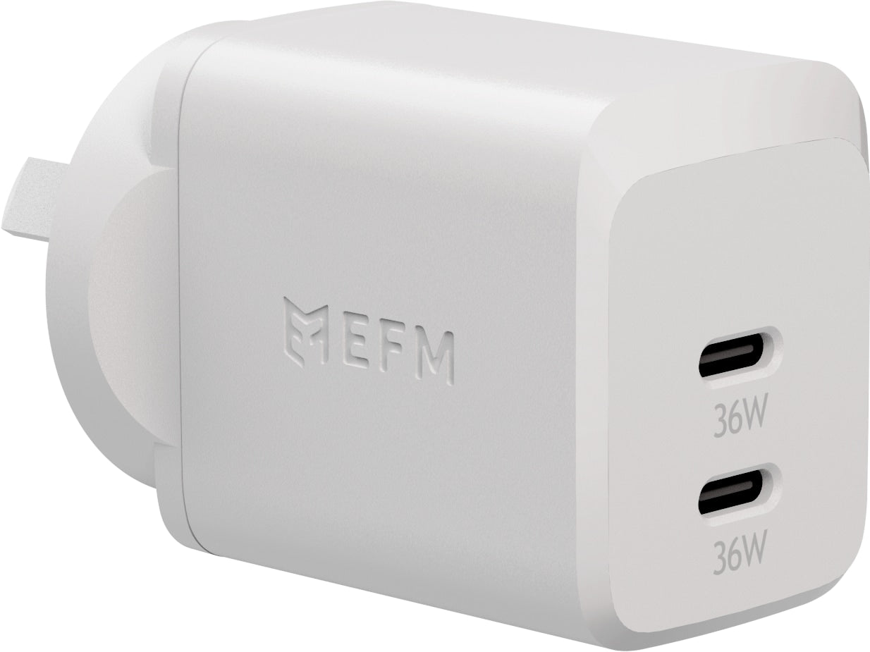 EFM ECO 36W Dual Port Wall Charger With Power Delivery and PPS - White