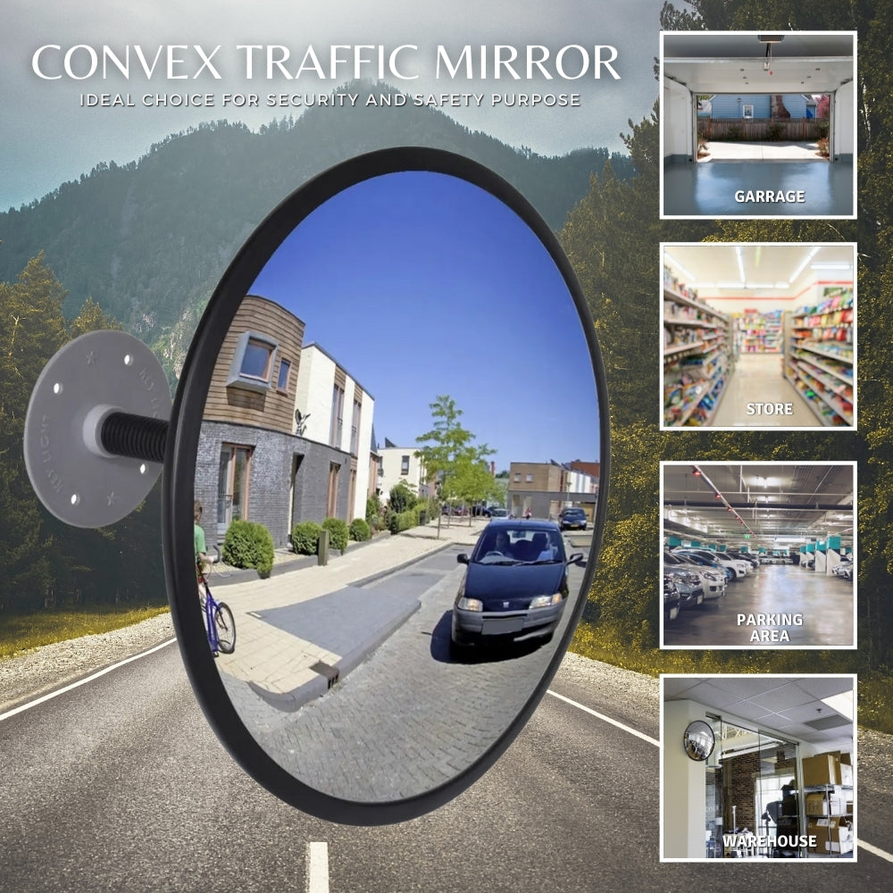 Convex Traffic Mirror Acrylic Black 30 cm Indoor