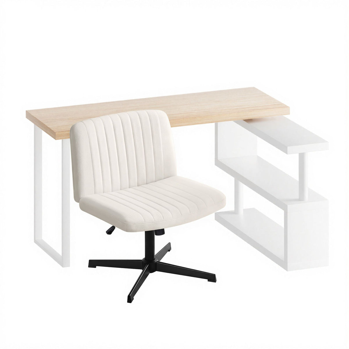 Artiss Home Office Desk Chair Set 140cm Computer Desk Bookshelves Armless Chairs