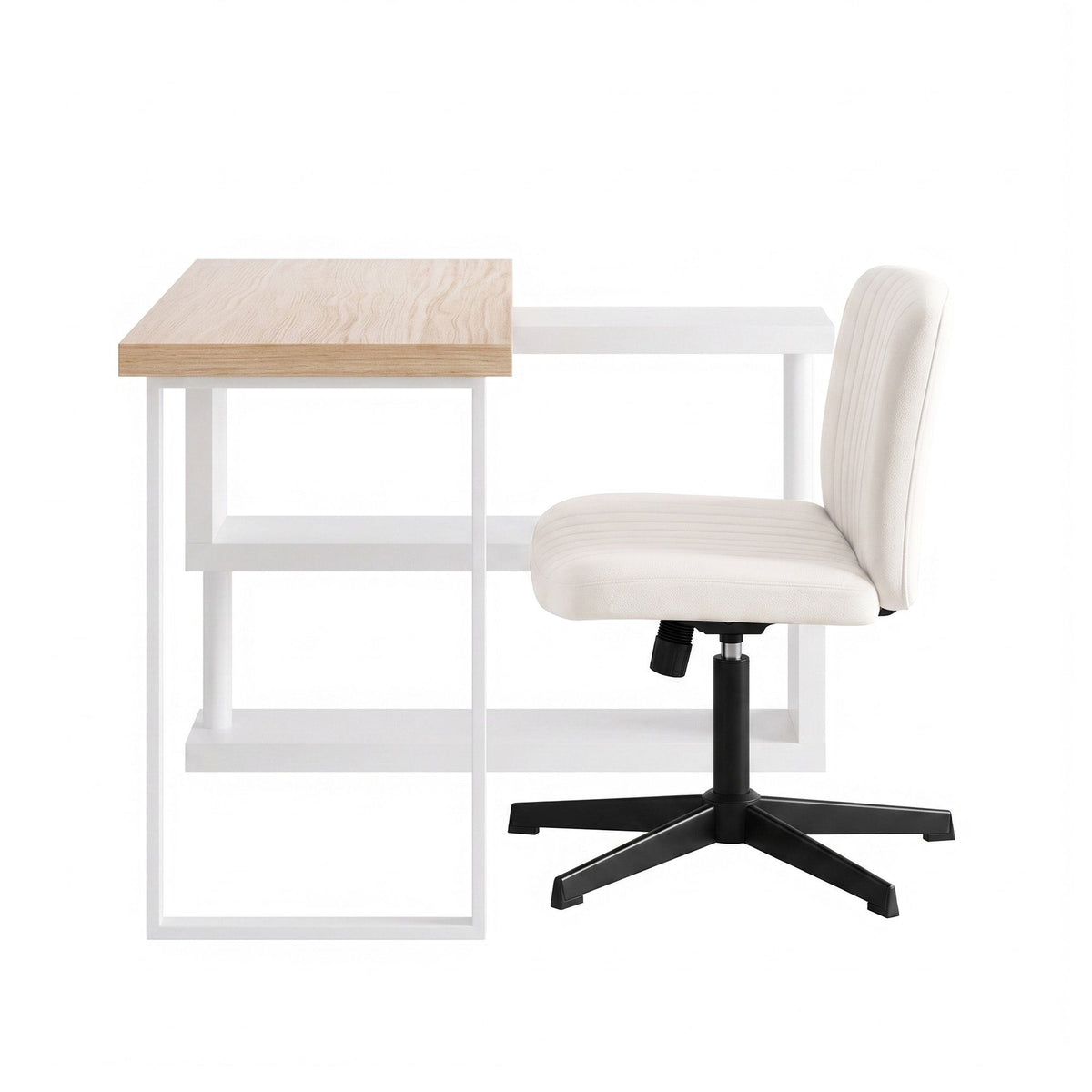 Artiss Home Office Desk Chair Set 140cm Computer Desk Bookshelves Armless Chairs