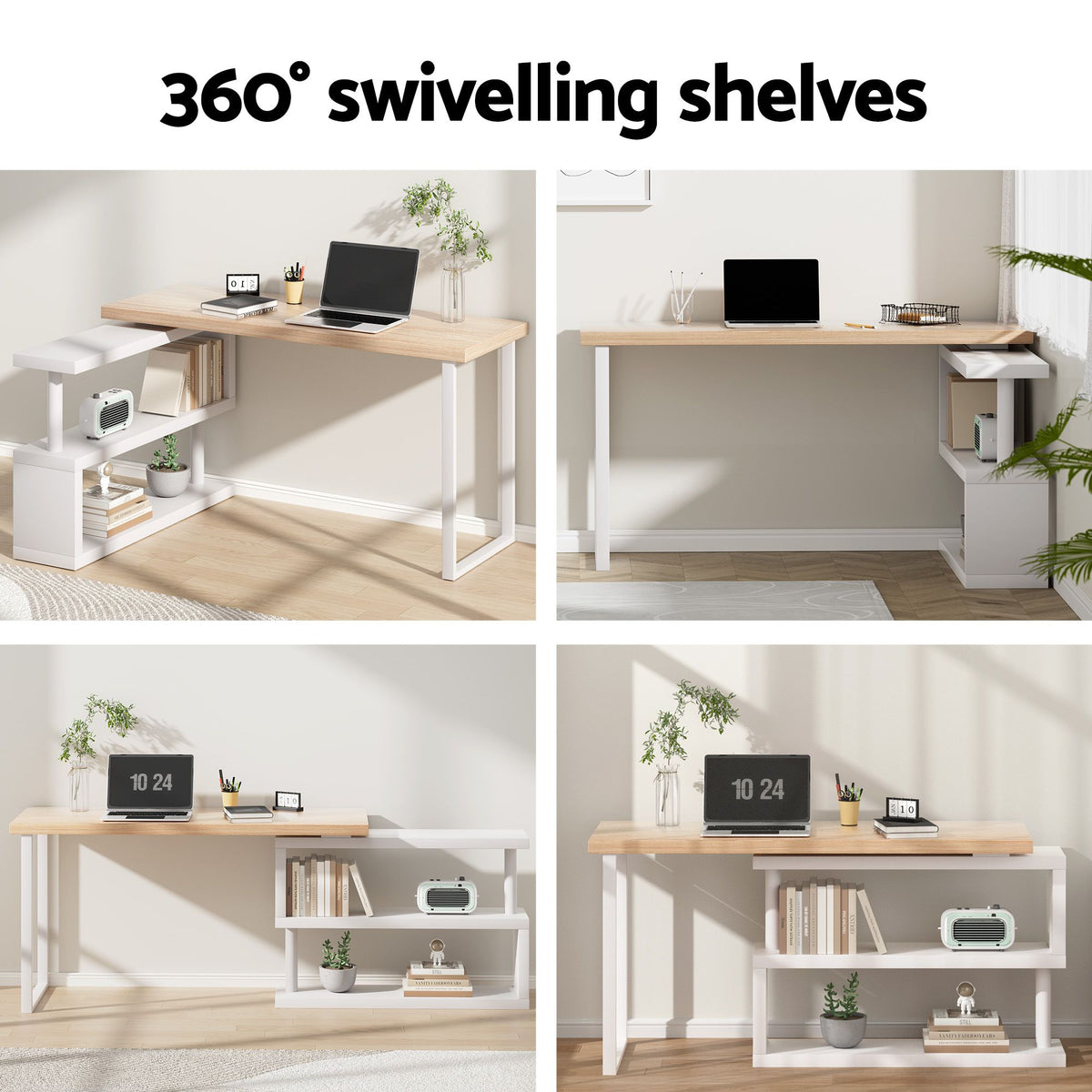 Artiss Home Office Desk Chair Set 140cm Computer Desk Bookshelves Armless Chairs