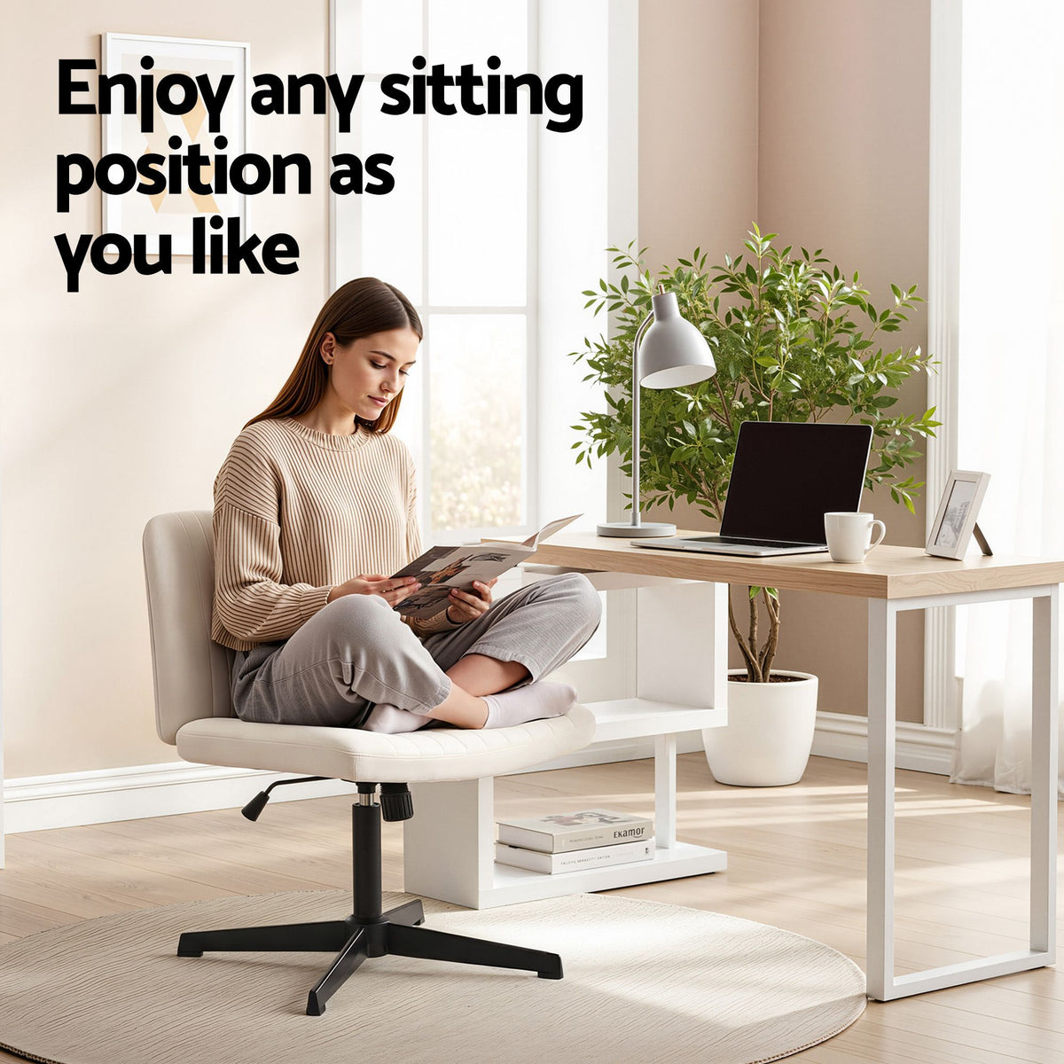 Artiss Home Office Desk Chair Set 140cm Computer Desk Bookshelves Armless Chairs