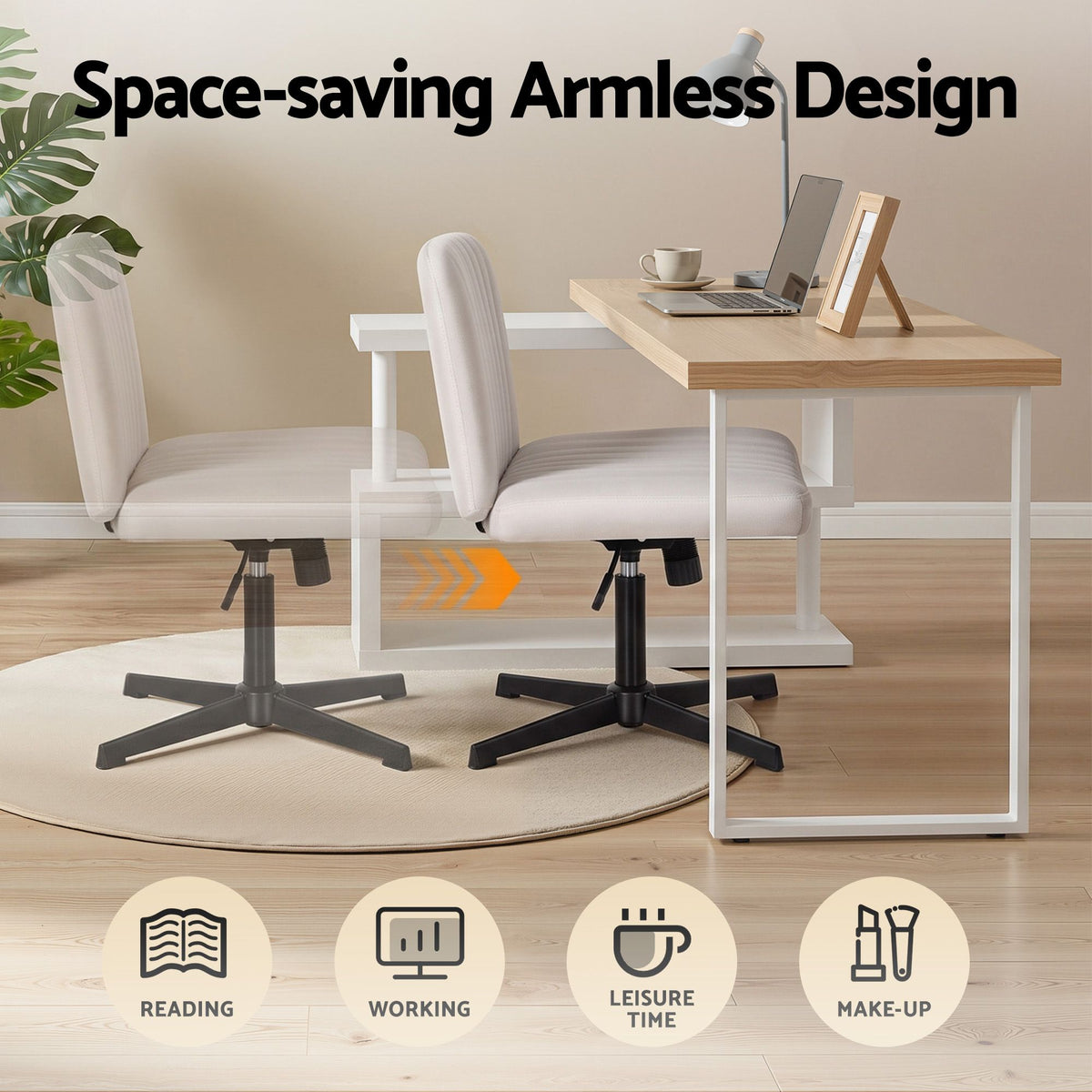 Artiss Home Office Desk Chair Set 140cm Computer Desk Bookshelves Armless Chairs