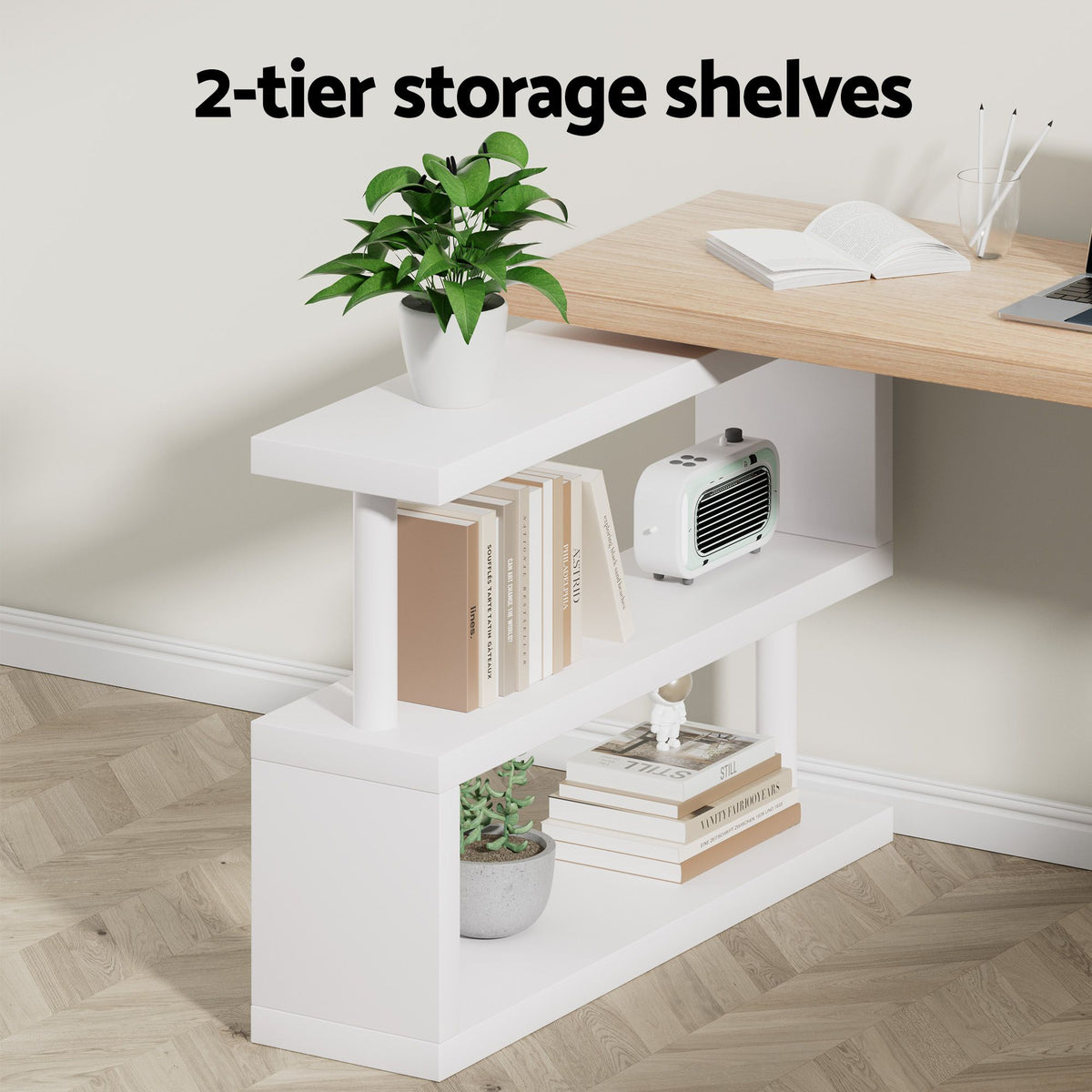 Artiss Home Office Desk Chair Set 140cm Computer Desk Bookshelves Armless Chairs