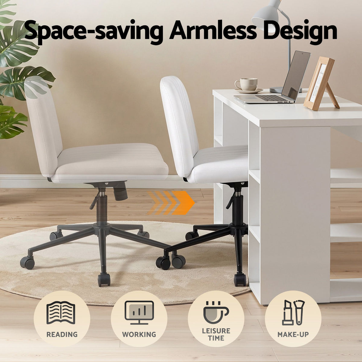 Artiss Office Desk & Chair Set Computer Desk with 6 Storage Shelves with Wheels