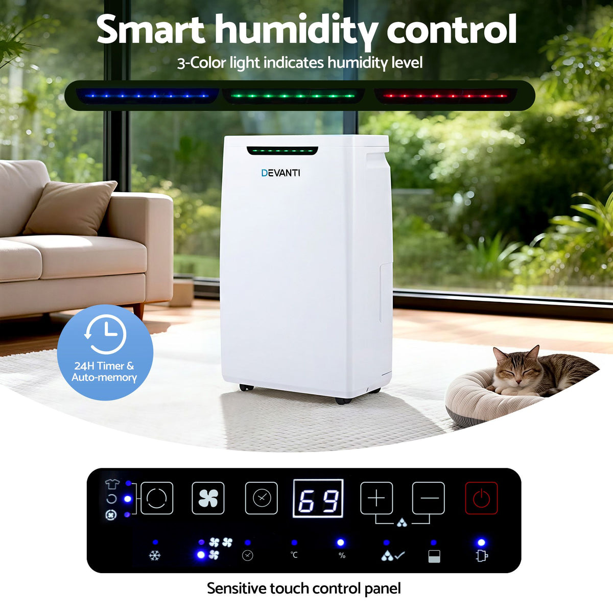 Devanti 16L Dehumidifier Portable Air Dryer Moisture Absorber 5.5L Water Tank Home