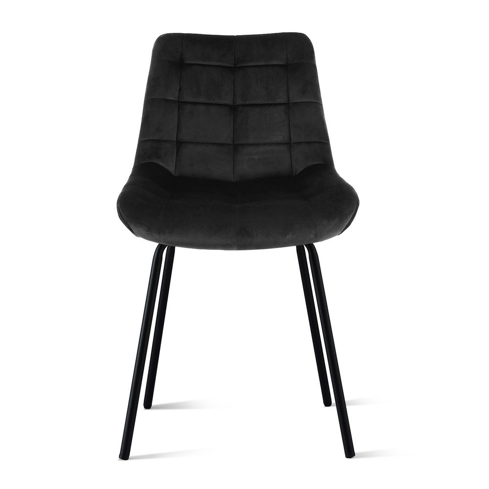 Artiss 2x Dining Chairs Velvet Tufted Kitchen Lounge Cafe Accent Chair Black