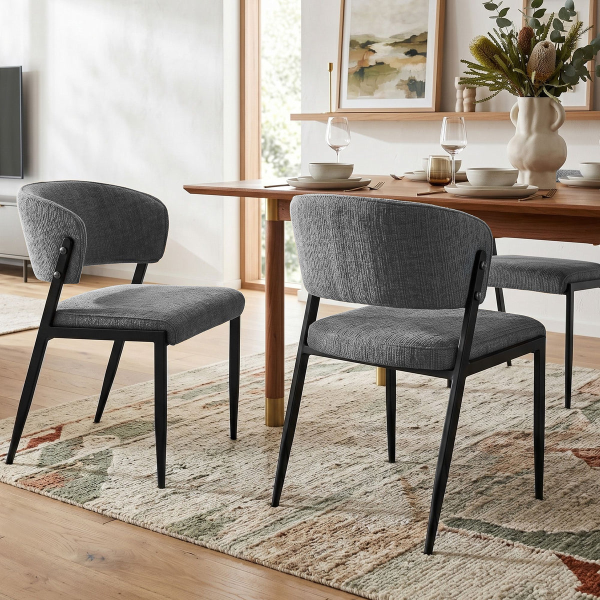 Artiss Dining Chairs Set of 6 Linen Fabric Soft Upholstered Chairs Grey