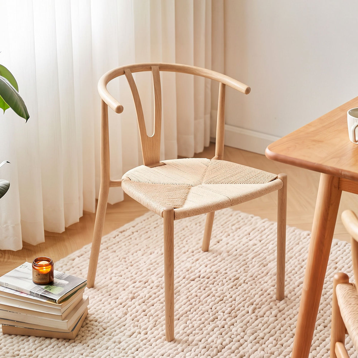Artiss Dining Chairs X1, Y-Back Leisure Accent Chair for Living Room & Balcony Woven Seat