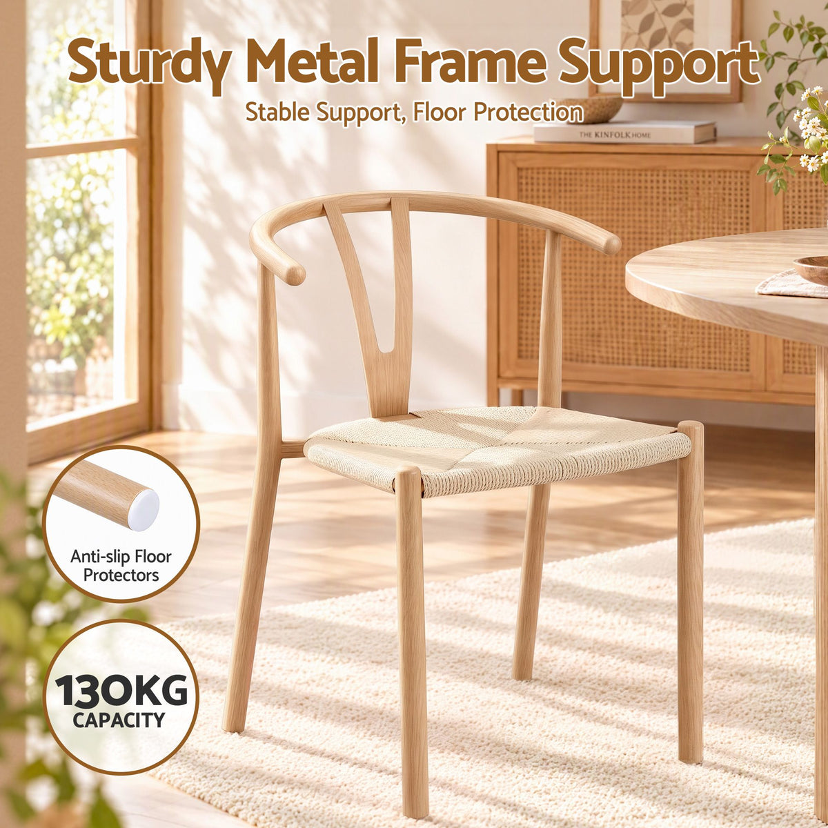 Artiss Dining Chairs Set of 4, Y-Back Leisure Accent Chair for Living Room & Balcony Woven Seat