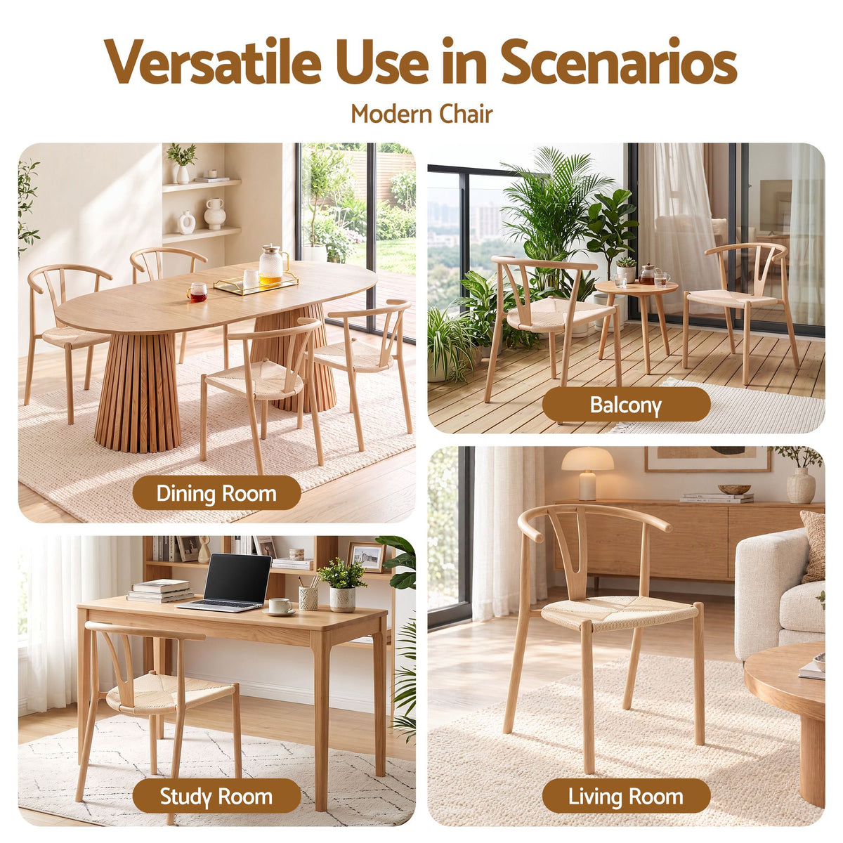 Artiss Dining Chairs Set of 6, Y-Back Leisure Accent Chair for Living Room & Balcony Woven Seat