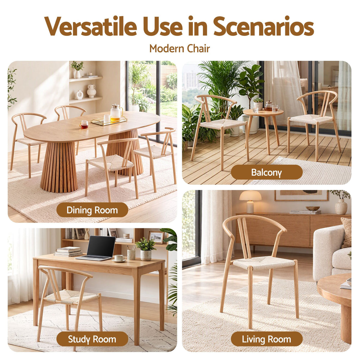 Artiss Dining Chairs Set of 2, Accent Chair for Living Room & Balcony Double Slat Back