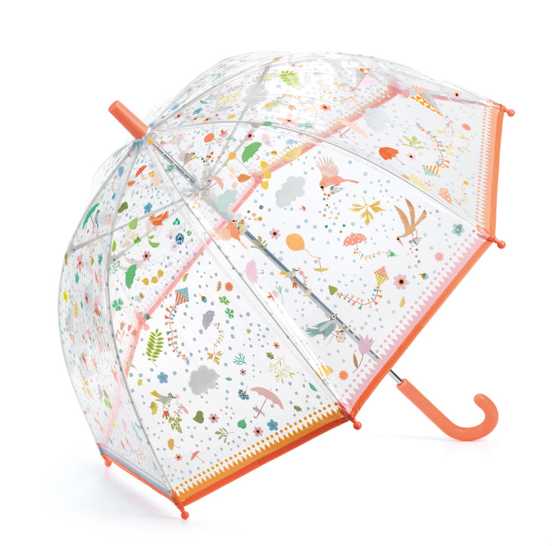 DJECO Springtime Artist Designed Umbrella, 27 Inch, Steel Shaft and Fiberglass Frame