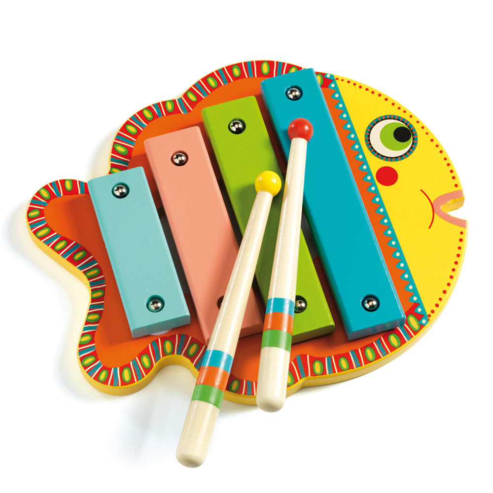 Djeco Animambo Xylophone Fish Shaped Wooden Musical Toy 4 Keys 18 Months+