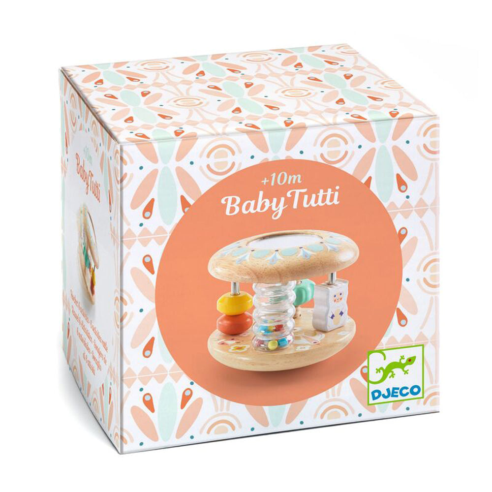 Djeco BabyTutti Activity Rattle Wooden Early Learning Toy for 10 Months+