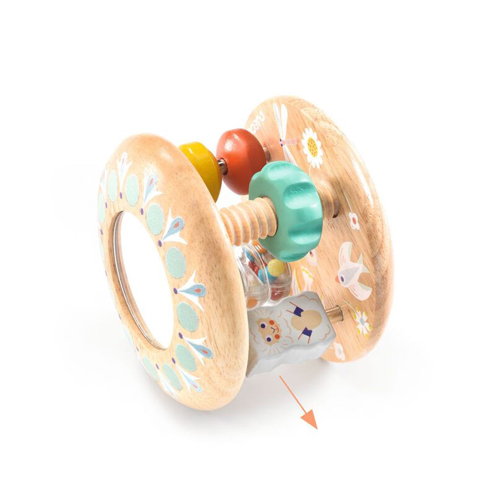Djeco BabyTutti Activity Rattle Wooden Early Learning Toy for 10 Months+