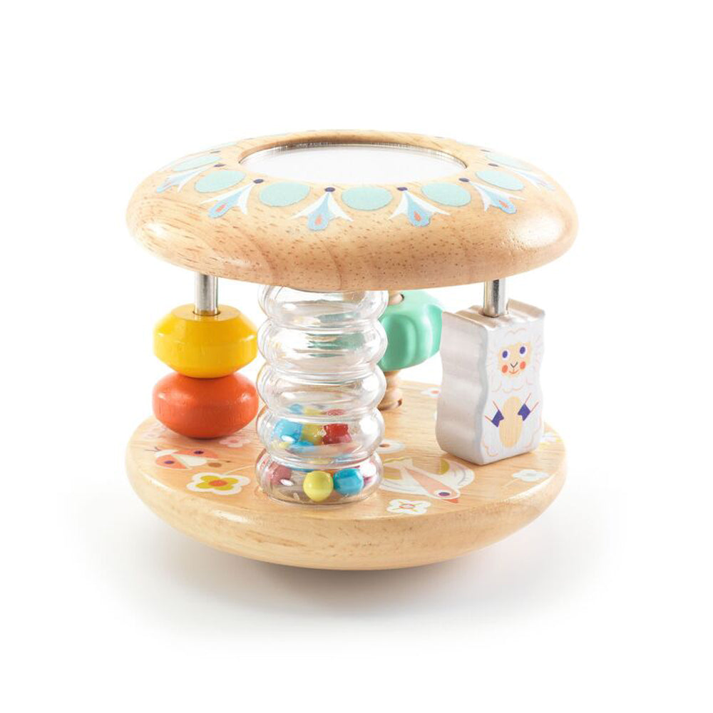 Djeco BabyTutti Activity Rattle Wooden Early Learning Toy for 10 Months+