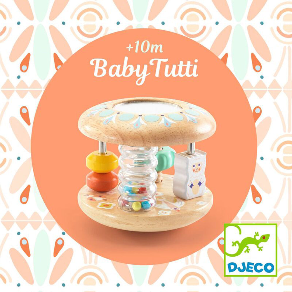 Djeco BabyTutti Activity Rattle Wooden Early Learning Toy for 10 Months+