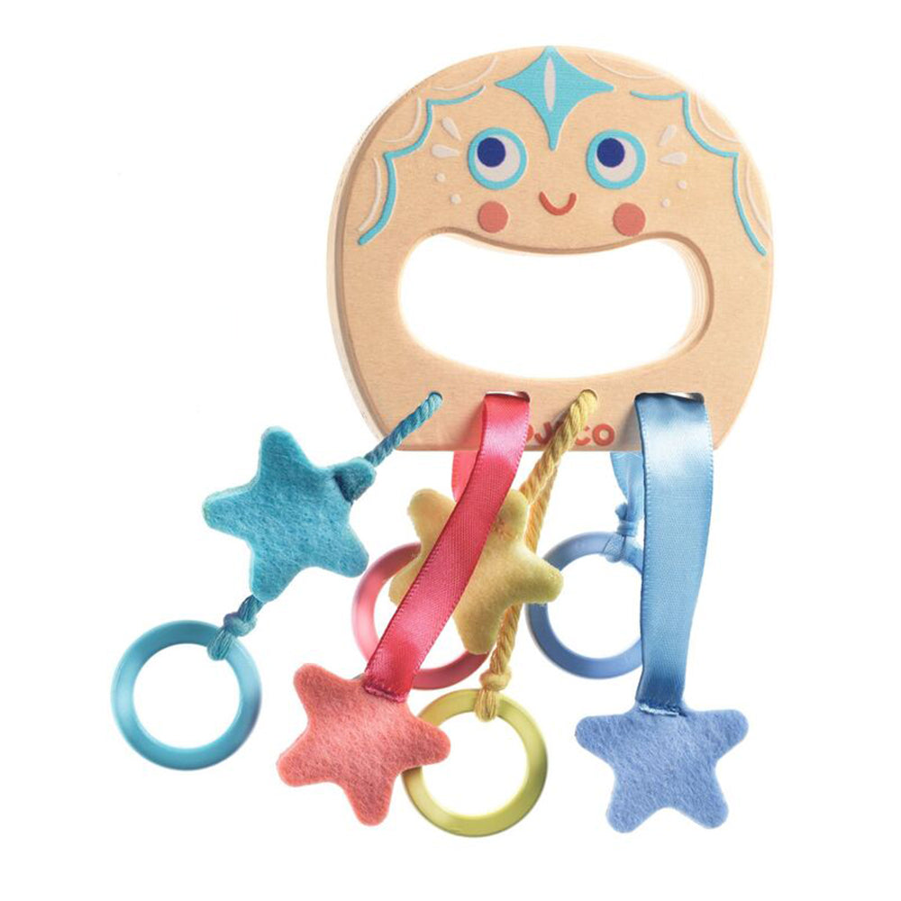 Djeco BabyPouli Octopus Ring Toy Wooden Pull Slide Learning for 10 Months+