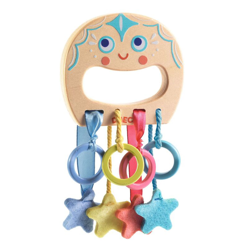 Djeco BabyPouli Octopus Ring Toy Wooden Pull Slide Learning for 10 Months+