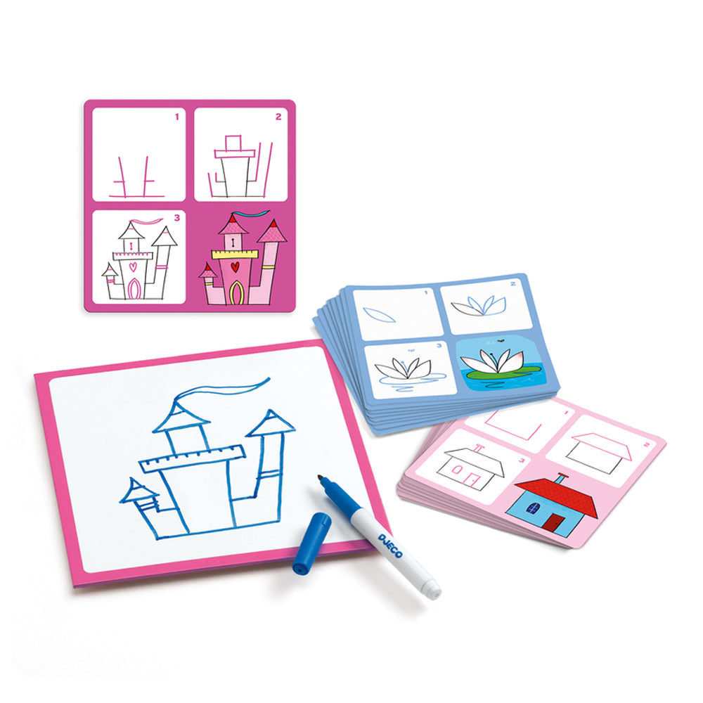 Djeco Step by Step Josephine Learn to Draw with White Board Art Kit 3+ Years