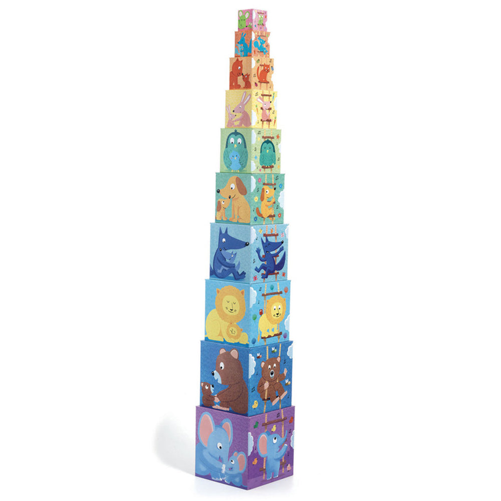 Djeco Rainbow Blocks 10 Piece Nesting Stacking Cardboard Toddler Toy 12 Months+