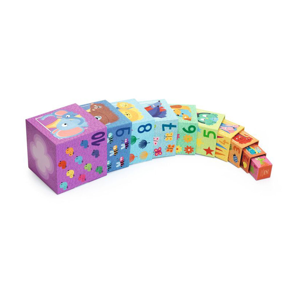 Djeco Rainbow Blocks 10 Piece Nesting Stacking Cardboard Toddler Toy 12 Months+