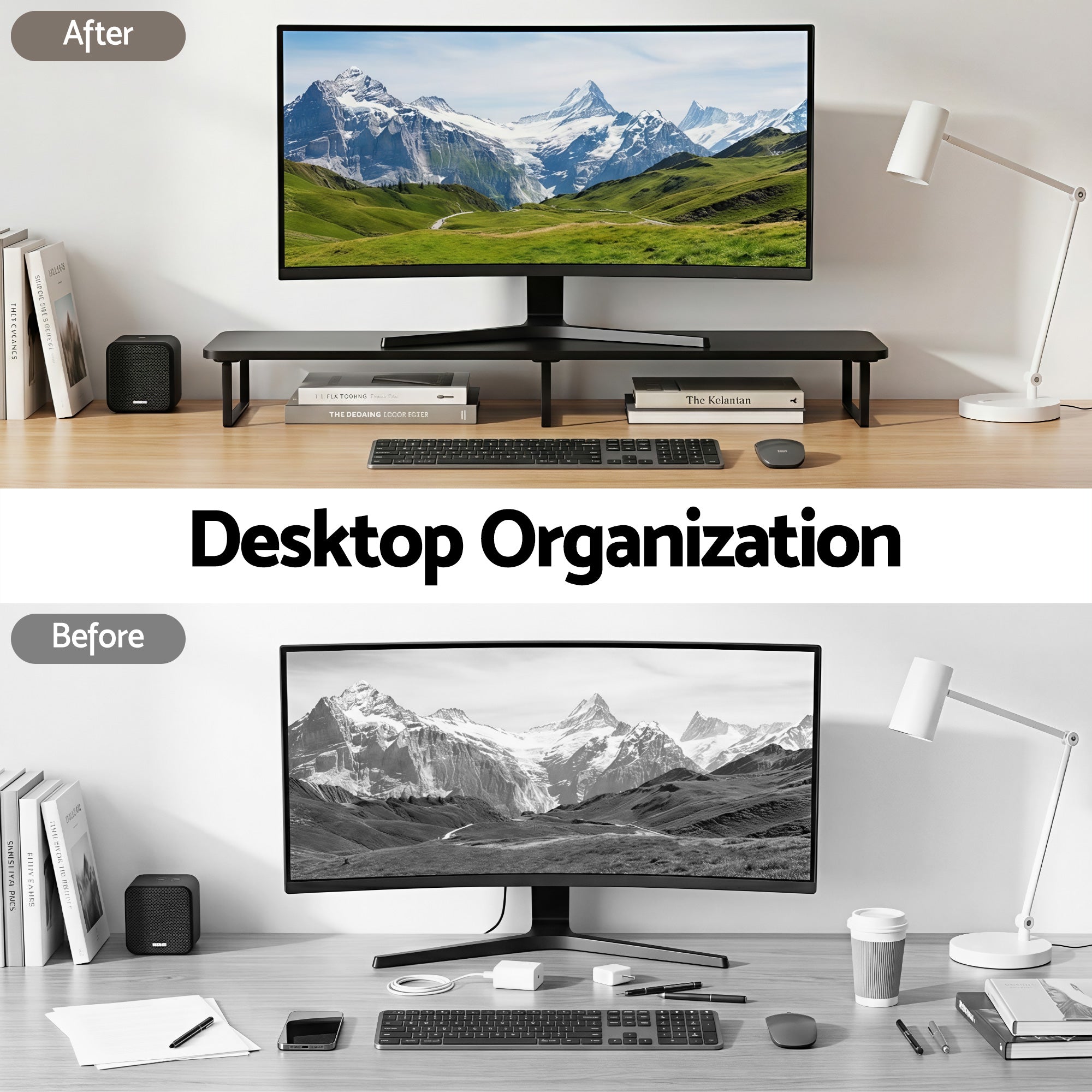 Artiss Dual Monitor Stand 100cm Riser Large Laptop Stand Desk Organiser Black